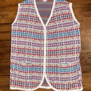 Brenda French • Vintage • USA • Size Small • Multi-Colors Plaid Knit Boho Vest